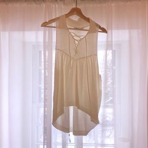 Urban Outfitters white collar lace up shirt